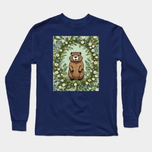 Massachusetts Mayflowers and Groundhog Woodchuck Long Sleeve T-Shirt